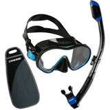 Combo Cressi F- Dual & Supernova Dry Snorkeling Y Buceo Color Negro/azul