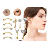 Piercing Aretes Oreja Acero Inoxidable Cartílago Set 10 Pcs