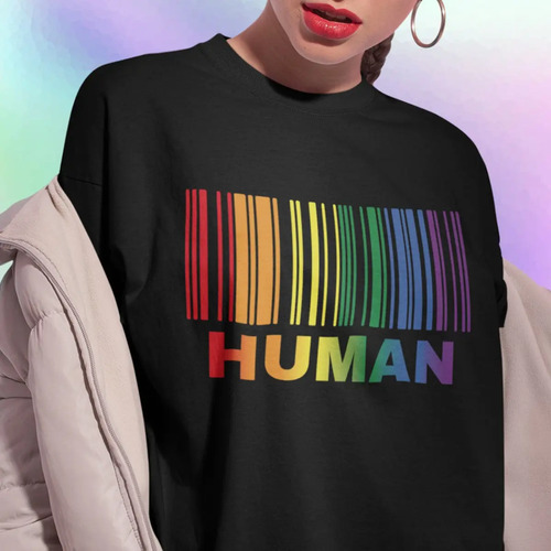 Playera Pride Lgbtq+ Código Barras Human Good Vibes