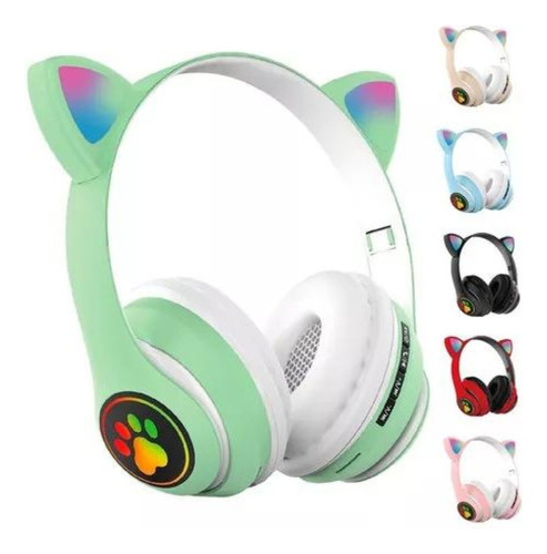 Fone De Ouvido Gatinho Bluetooth Infantil Led Menino Menina