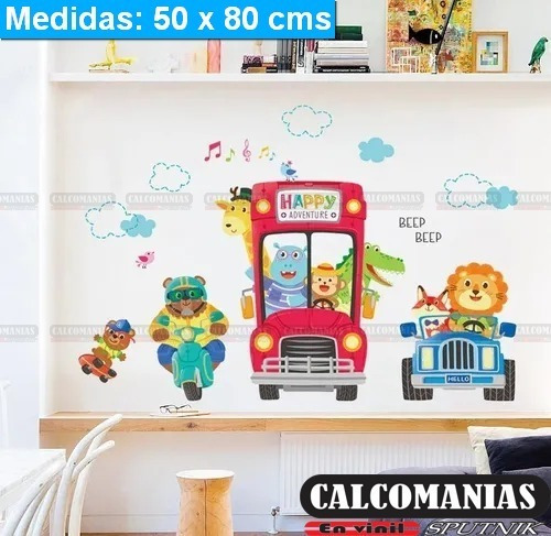 Vinil Decorativo Infantil Bus Para Decorar Cuarto Niños