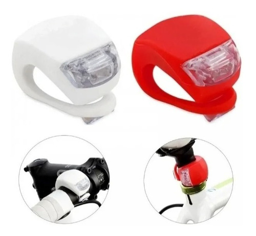 Jgo 2 Luces Led Bicicicleta Silicona / Rojo Y Blanco 