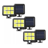 3 Foco Led Luz Con Panel Solar Sensor De Movimiento Exterior