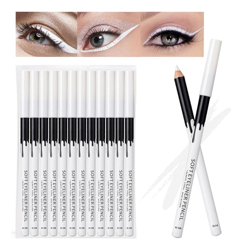 12×white Eyeliner Pencil Soft Highlighter Eye Liner Pencil