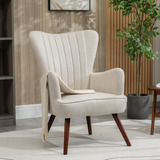 Sillón Beige De Tela Moderna Silla Con Patas De Madera