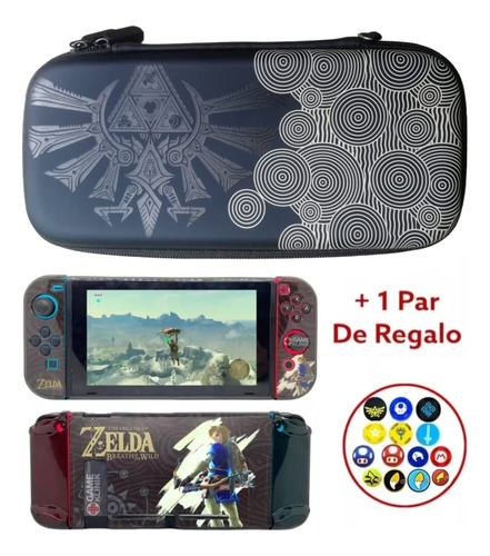 Estuche Maleta + Funda + Gomas Zelda Para Nintendo Switch
