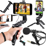 Steadicam Tripé Estabilizador Celular Câmera Microfone Vídeo Cor Preto