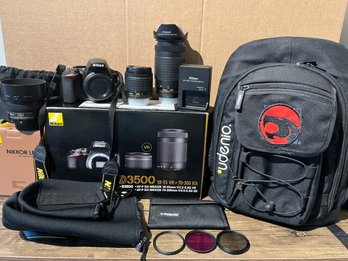  Nikon D3500, 3 Lentes, Mochila, 3 Filtros, Tarjeta Sd 256gb