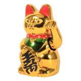 Gato De Feng Shui, Grande, Dorado, Ondeando, Con Las Manos L
