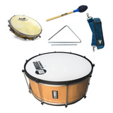 Kit De Percussão Zabumba 20 Polegadas + Triângulo + Baqueta