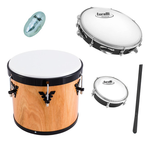 Kit Pagode Repique Phx + Pandeiro Torelli + Ganzá + Tamborim