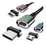 Cable Cargador Magnetico 3 En 1 Micro Usb, Tipo C, Lightning