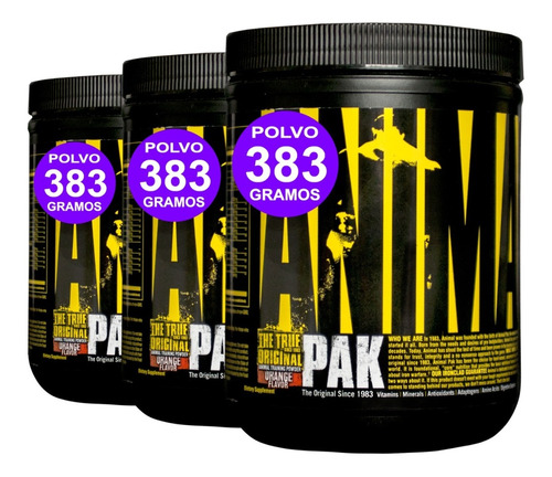 3 Potes Animal Pak Universal Fuerza Recupero Crecimiento