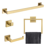 4 Accesorios Para El Baño Dorado