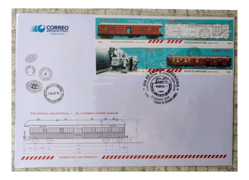 2016 Sobre Vagones Postales Argentinos. Gj 4177/80 Mint