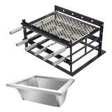 Suporte Grill Manual Preto 5 Espetos Com Braseiro 60cm