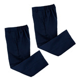 Pack De 2 Pantalones Escolar Azul Marino Con Resorte Boxer