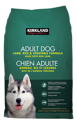 Alimento Kirkland Signature Super Premium Para Perro Adulto Sabor Cordero, Arroz Y Vegetales En Bolsa De 18kg