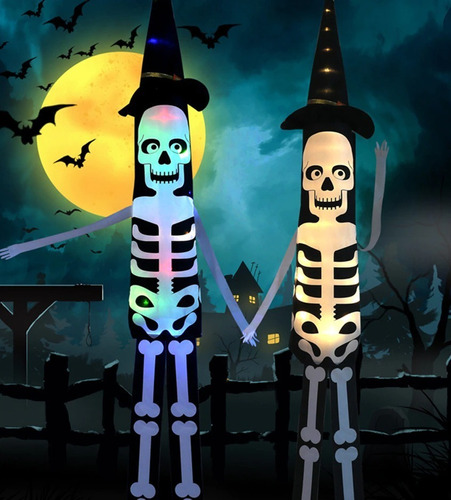 Lampara Colgante Luz Led Halloween Esqueleto Decoración 5pz
