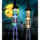 Lampara Colgante Luz Led Halloween Esqueleto Decoración 5pz