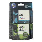 Cartuchos Kit X2 Hp 60xl Negro + 60 Color Estandar Original