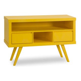  Balcão Retrô De Madeira Mdf Modelo Luna Na Cor Amarelo