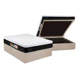 Cama Box Baú Casal: Colchão Espuma Castor D45 Black E White