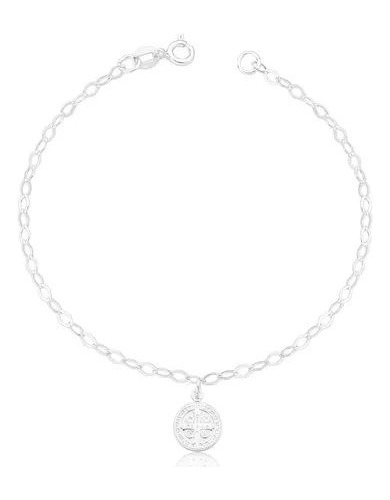 Pulseira Medalha De Sao Bento Bracelete Prata Legitima 925  