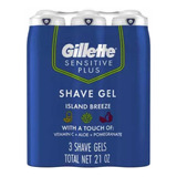 Gillette Sensitive Plus Gel 3 Pack Island Breeze 7 Onzas C/u