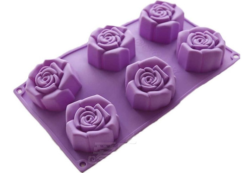 Molde Silicon 6 Rosas Cuadradas -  Jabon, Reposteria, Velas