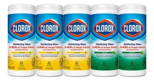 Toallitas Desinfectantes Clorox 5 Botes Con 85 Pzas Cada Uno