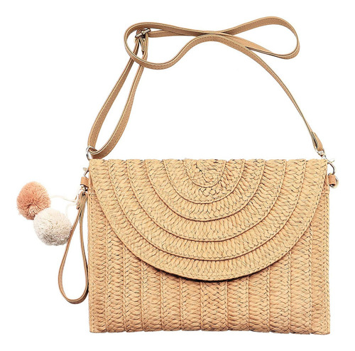 Bolso De Mano De Paja Para Mujer, Tejido En Verano, Playa, B