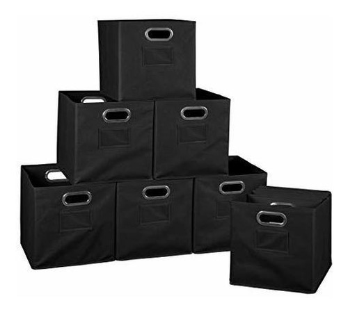 Nicho Conjunto De 12 Cubo Plegable Tela Bins- Negro.