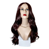 Peruca Wig Orgânica Ruivo Borgonha Escuro Ondulada - 75cm