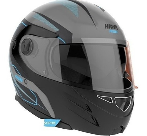 Casco Proteccion Moto Integral Hawk Vector Celeste Mate S 56