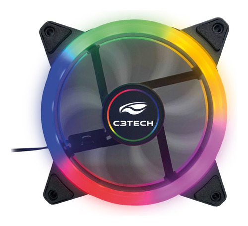 Fan Cooler 120mm 12cm Com Led Rgb Cores Fixa Pc Gabinete