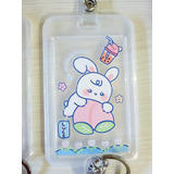 Porta Sube Kawaii Aesthetic Bunny Con Colgante Porta Tarjeta