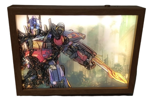 Lampara Cuadro De Escritorio Recargable De Optimus Prime