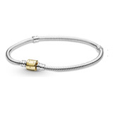 Brazalete Pandora Broche Baño De Oro Con Plata S925