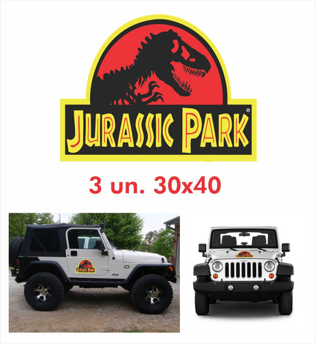 Kit Adesivos Faixa Lateral E Capo Jurassic Park Jeep Willys