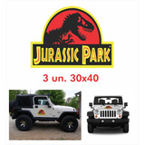 Kit Adesivos Faixa Lateral E Capo Jurassic Park Jeep Willys