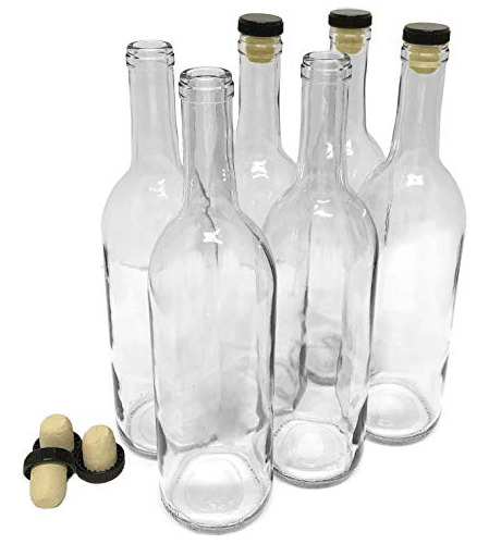 Nicebottles Botellas De Vino Con Corchos, Transparente, 25.4