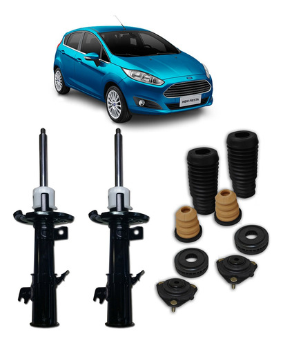 02 Amortecedor Dianteiro New Fiesta 2013 2014 2015 + Kit