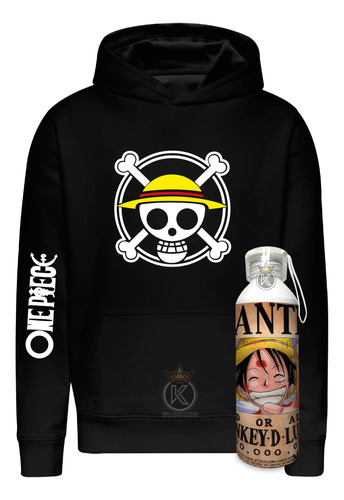 Poleron One Piece + Botella En Aluminio - Anime - Manga - Comic - Pelicula - Estampaking