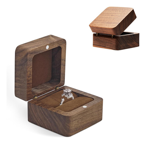 Caja De Madera Nogal Para Un Anillos De Boda O Compromiso