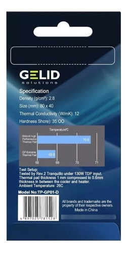 Pad Térmico Gelid Gp-extreme Tp-gp01-d 80x40x2mm 12w/mk