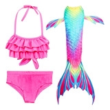 Rt Conjunto Bikini Natación Para Niñas, Traje Sirena
