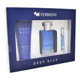 Estuche Ferrioni Deep Blue 3 Piezas Edt Original