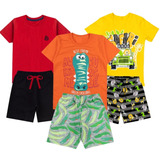 Kit 10 Peças Roupa Infantil Menino Verão 5 Camisetas 5 Short