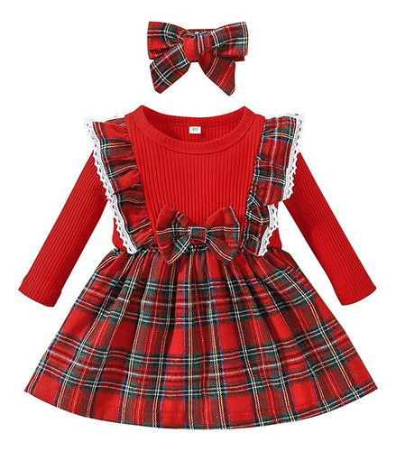 B Vestido De Navidad Para Niños De Manga Larga Con Lazo